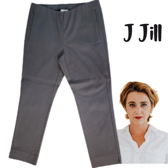 J JILL ESSENTIAL Gray Cotton Stretch Pull-On Dress Pants - Women's 12 - Picture 1 of 5
